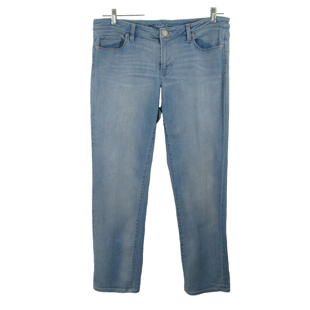 ANN TAYLOR LOFT Modern Straight Leg Jeans Women 36W x 30L Blue Denim Mid Rise